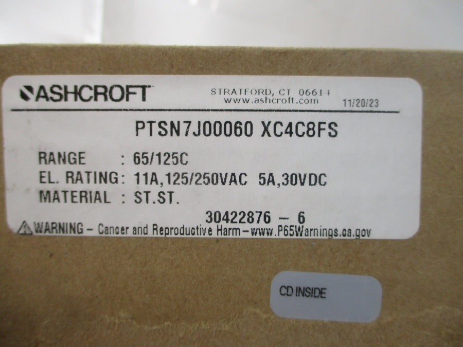 ASHCROFT PTSN7J00060XC4C8FS 125/250VAC 11A NSMP