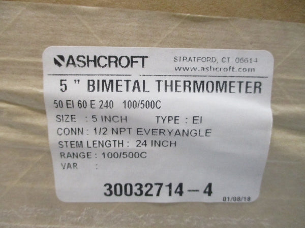 ASHCROFT 50EI60E240 100/500'C 5" STEM24 NSFS