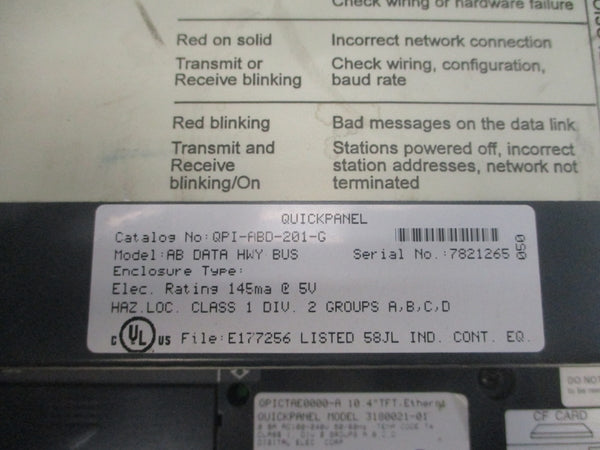 TOTAL CONTROL PRODUCTS QPI-ABD-201-G QPICTAE000-A 100-240VAC 0.9A UNMP