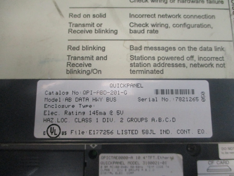 TOTAL CONTROL PRODUCTS QPI-ABD-201-G QPICTAE000-A 100-240VAC 0.9A UNMP