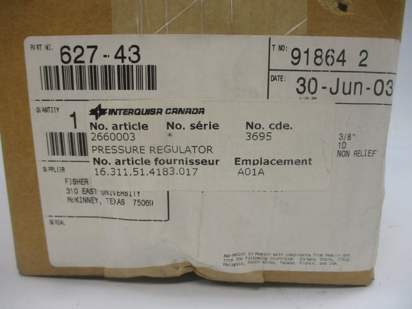 FISHER CONTROLS 627-43 250PSI 3/8" NSMP