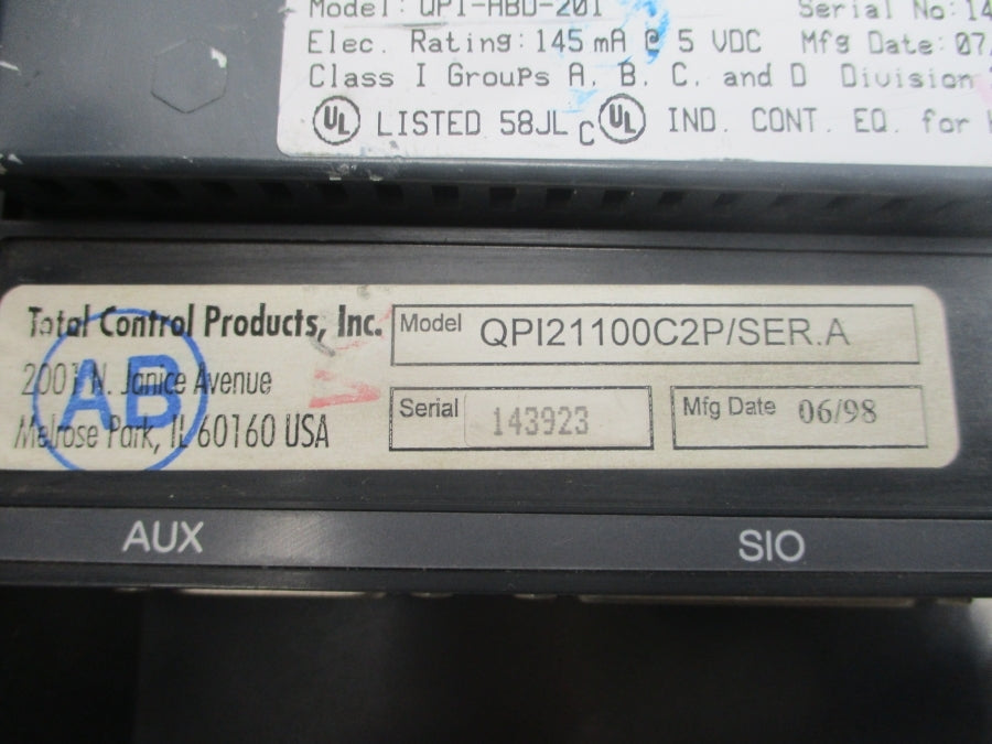 TOTAL CONTROL PRODUCTS QPI21100C2P SER. A 120VAC UNMP