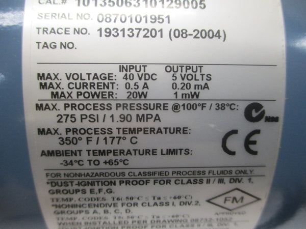 ROSEMOUNT 8705TPA010S1W0N0 40VDC 0.5A 275PSI NSNP