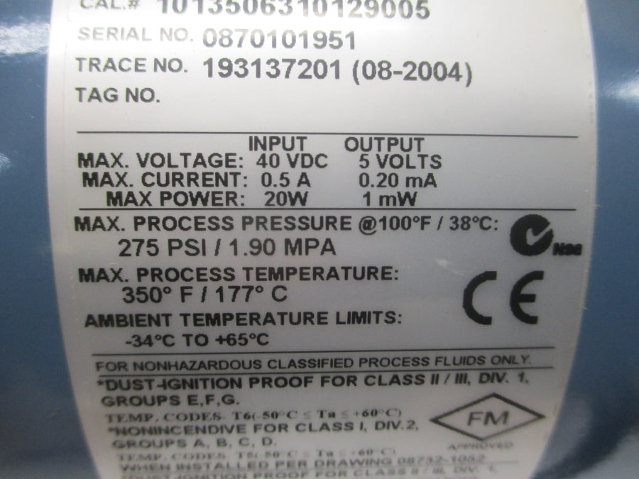 ROSEMOUNT 8705TPA010S1W0N0 40VDC 0.5A 275PSI NSNP