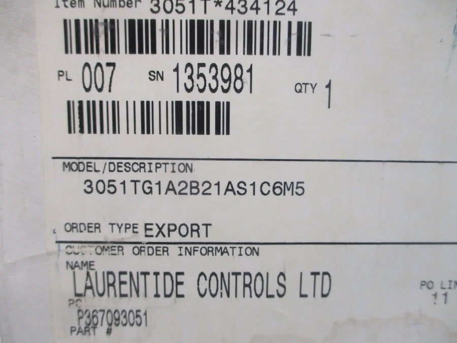 ROSEMOUNT 3051TG1A2B21AS1C6M5 10.5-42.4VDC 30PSI NSMP