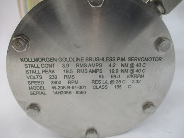 KOLLMORGEN W-206-B-91-001 230V 3.9/19.5A NSNP