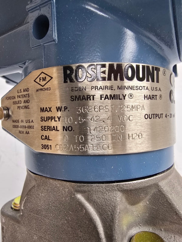 ROSEMOUNT 3051CD2A55A1AC6 10.5-42.4VDC 3626PSI NSMP