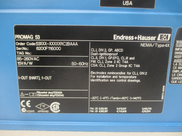 ENDRESS+HAUSER 53XXX-XXXXXRC2BAAA 85-260VAC NSNP