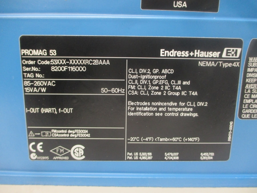 ENDRESS+HAUSER 53XXX-XXXXXRC2BAAA 85-260VAC NSNP