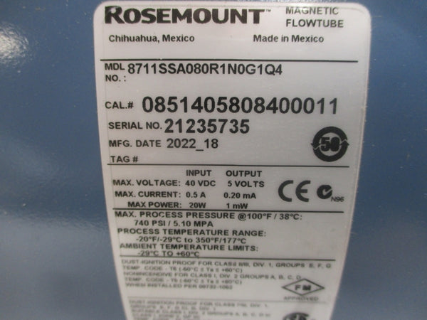 ROSEMOUNT 8711SSA080R1N0G1Q4 40VDC 0.5A 740PSI NSMP