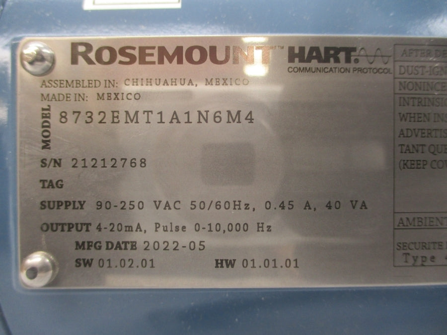 ROSEMOUNT 8732EMT1A1N6M4 90-250VAC 0.45A NSMP