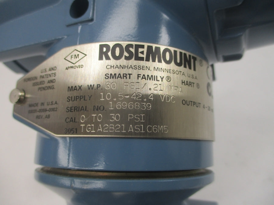 ROSEMOUNT 3051TG1A2B21AS1C6M5 10.5-42.4VDC 30PSI NSNP