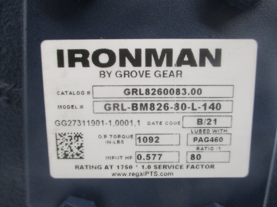 GROVE GEAR GRL-BM826-80-L-140 GRL8260083.00 NSNP