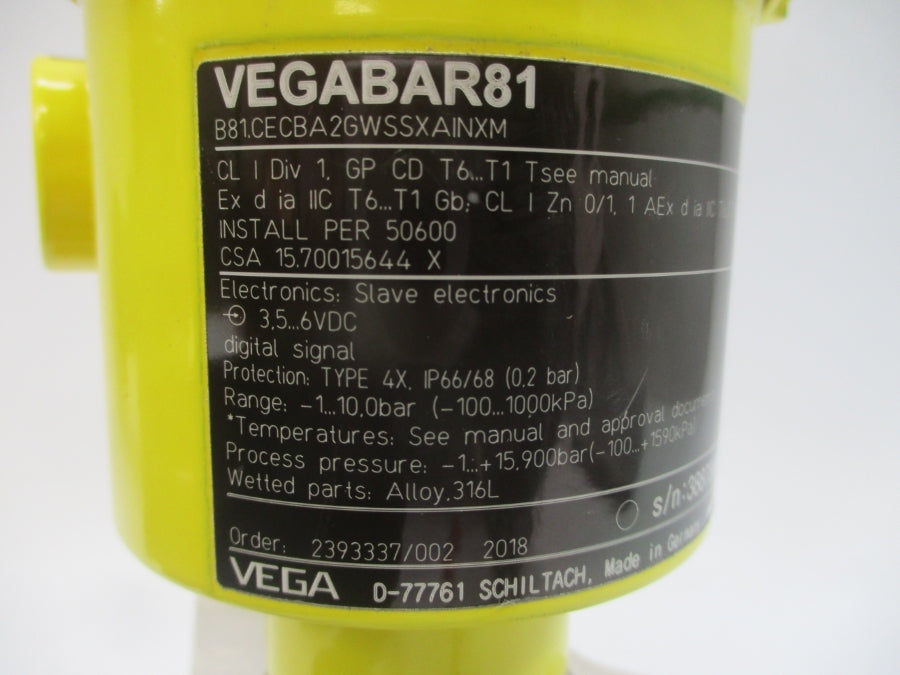 VEGA B81.CECBA2GWSSXAINXM VEGABAR 81 3.5-6VDC NSNP