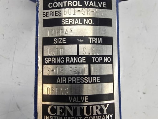CENTURY INSTRUMENT 601-SR-SS 3-15PSI 1.00" UNMP