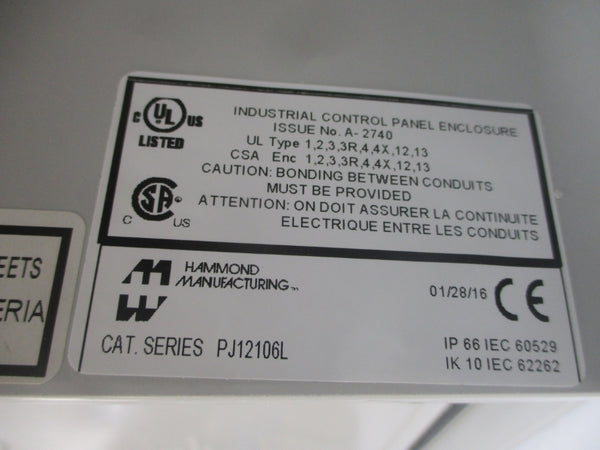 HAMMOND MANUFACTURING PJ12106L NSMP