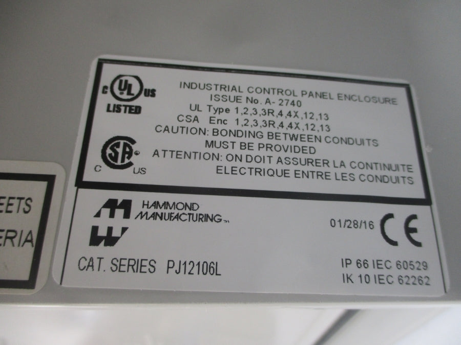 HAMMOND MANUFACTURING PJ12106L NSMP