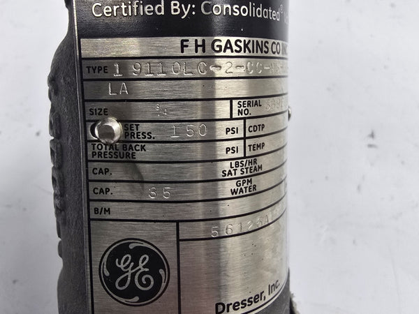 GENERAL ELECTRIC 19110LC-2-CC-MS-31-MT-FT-LA 150PSI 3/4" NSNP