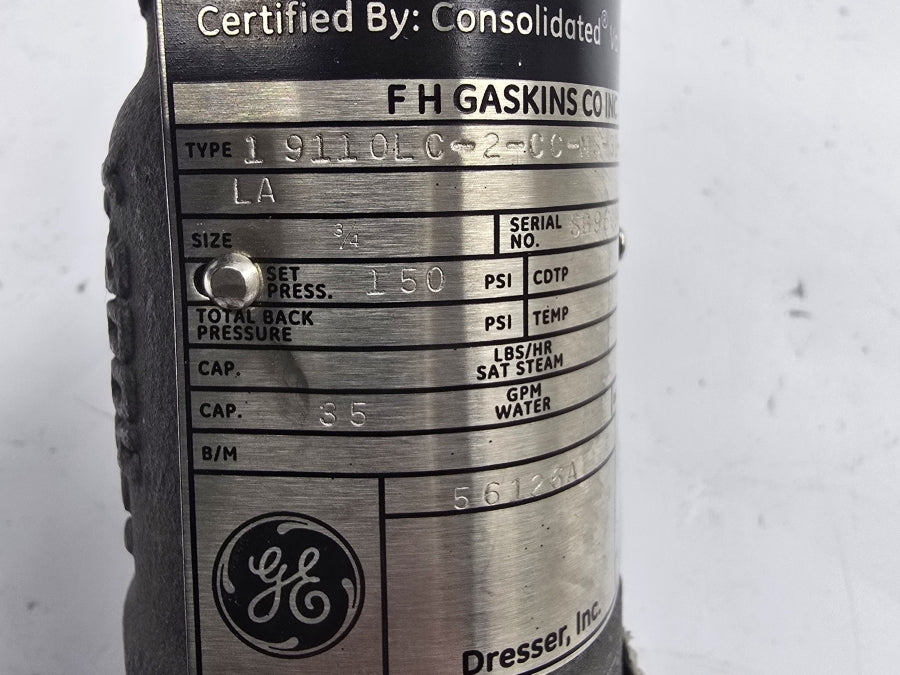 GENERAL ELECTRIC 19110LC-2-CC-MS-31-MT-FT-LA 150PSI 3/4" NSNP