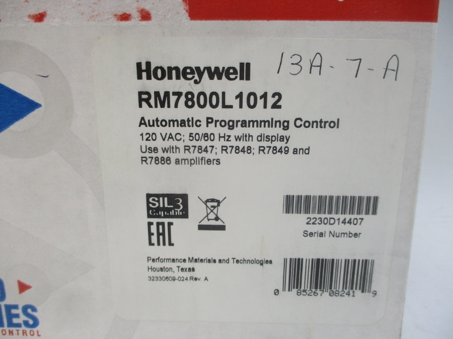 HONEYWELL RM7800L1012 F/W 5029 120VAC 9.8A REV. C NSMP