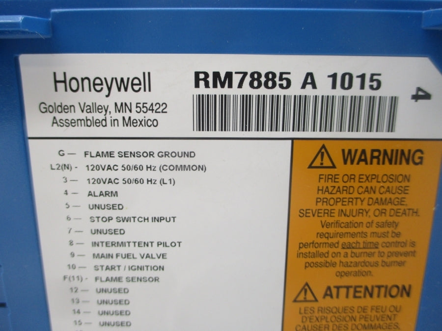 HONEYWELL RM7885A1015 F/W 4141 120VAC REV. G NSMP