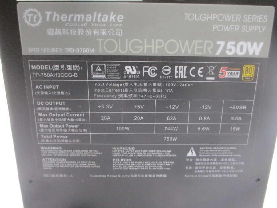 THERMALTAKE TPD-0750M TP-750AH3CCG-B 100-240VAC 10A NSMP