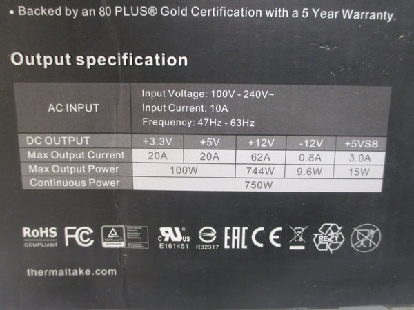 THERMALTAKE TPD-0750M TP-750AH3CCG-B 100-240VAC 10A NSMP