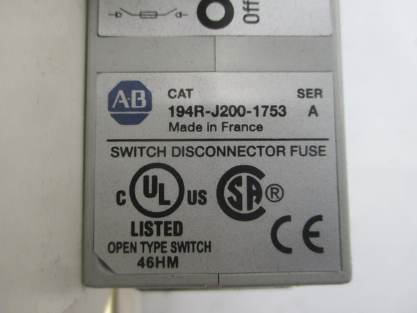 INDUSTRIAL SPARE PART 194R-J200-1753 SER. A 600V 200A NUPI