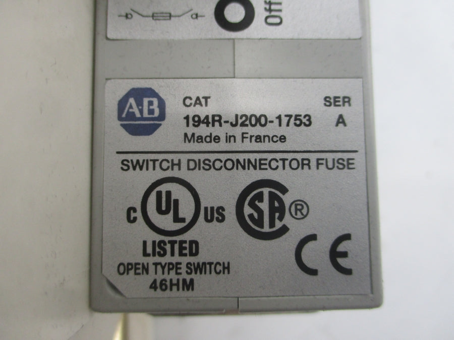INDUSTRIAL SPARE PART 194R-J200-1753 SER. A 600V 200A NUPI