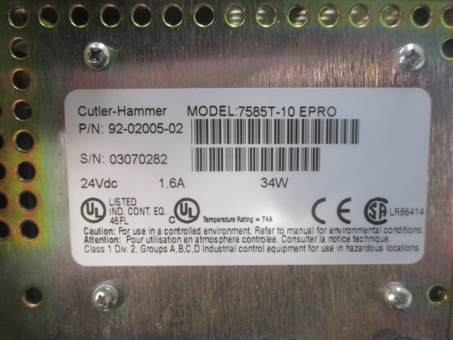 CUTLER HAMMER 7585T-10 92-02005-02 24VDC 1.6A NSNP