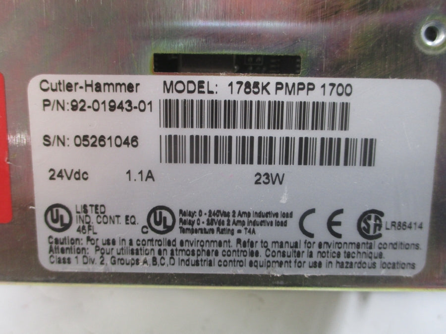 CUTLER HAMMER 1785KPMPP1700 92-01943-01 24VDC 1.1A UNMP