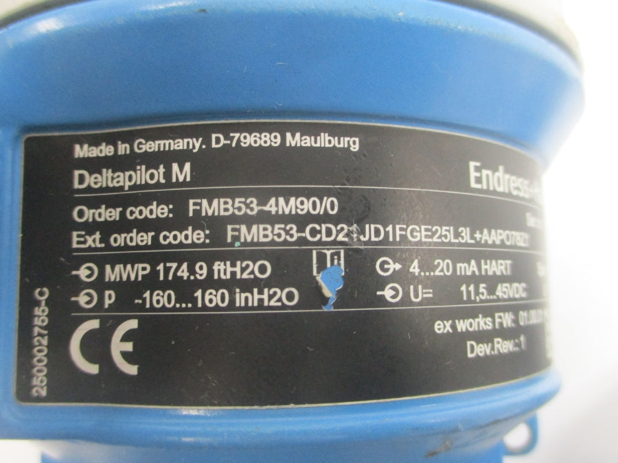 ENDRESS+HAUSER FMB53-4M90/0 F/W 01.00.01 11.5-45VDC REV. 1 UNMP
