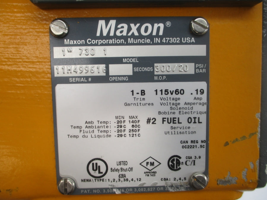 MAXON 730-1 115V .19A 300PSI 1" NSNP