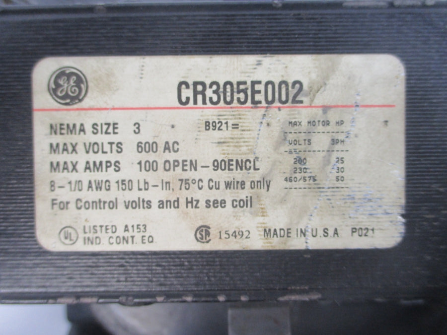GENERAL ELECTRIC CR305E002 110/115-120V 100A UNMP