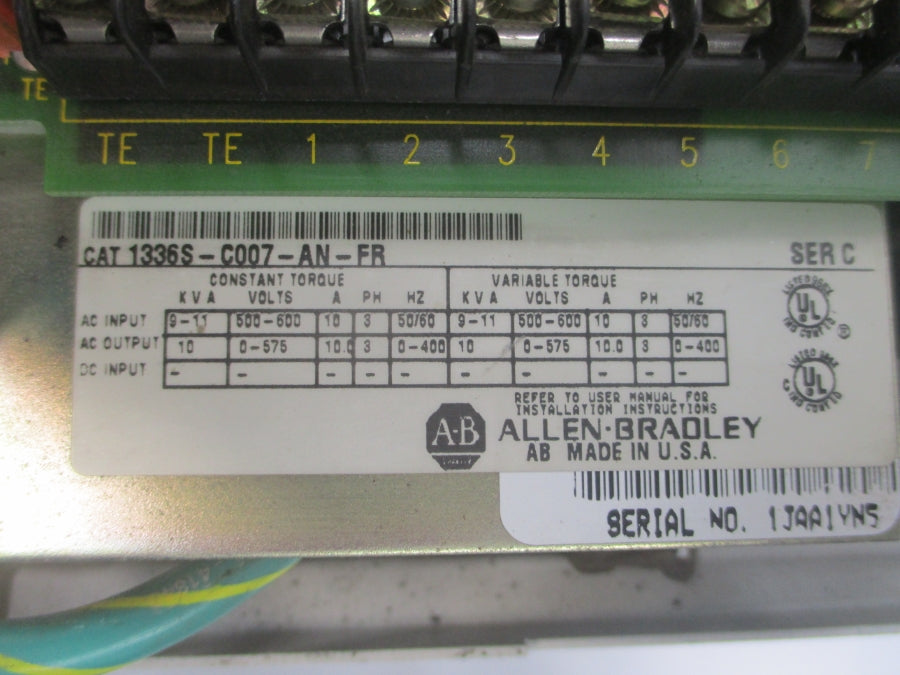 INDUSTRIAL SPARE PART 1336S-C007-AN-FR SER. C 500-600VAC 10A UNMP