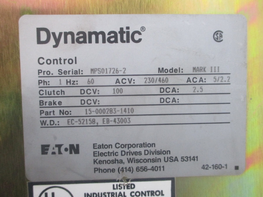 EATON 15-0002B3-1410 MARKIII 230/460VAC 2.5A UNMP