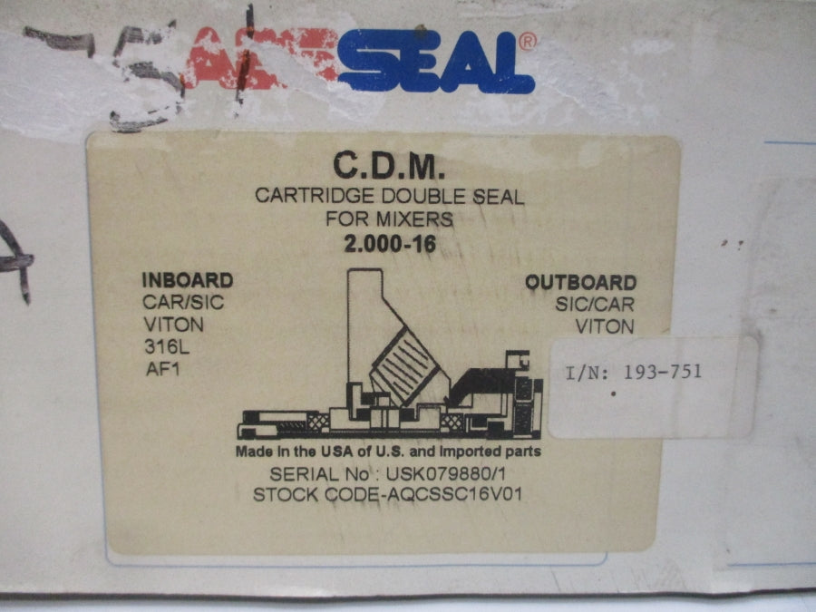 AES SEAL 193-751 AQCSSC16V01 2.000-16" NSMP