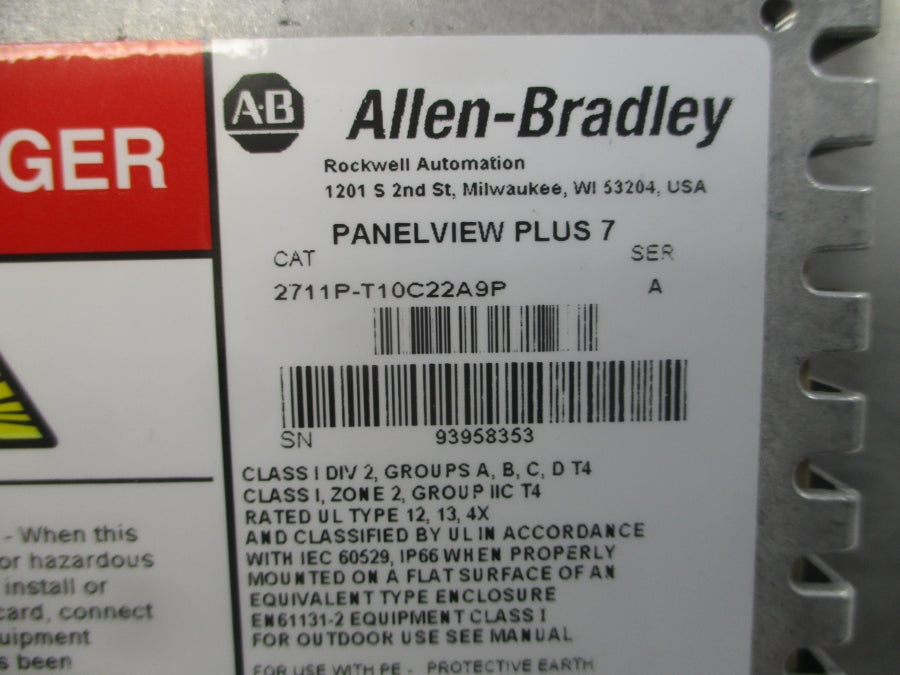 INDUSTRIAL SPARE PART 2711P-T10C22A9P SER. A 100-240VAC 0.73-0.35A NSNP