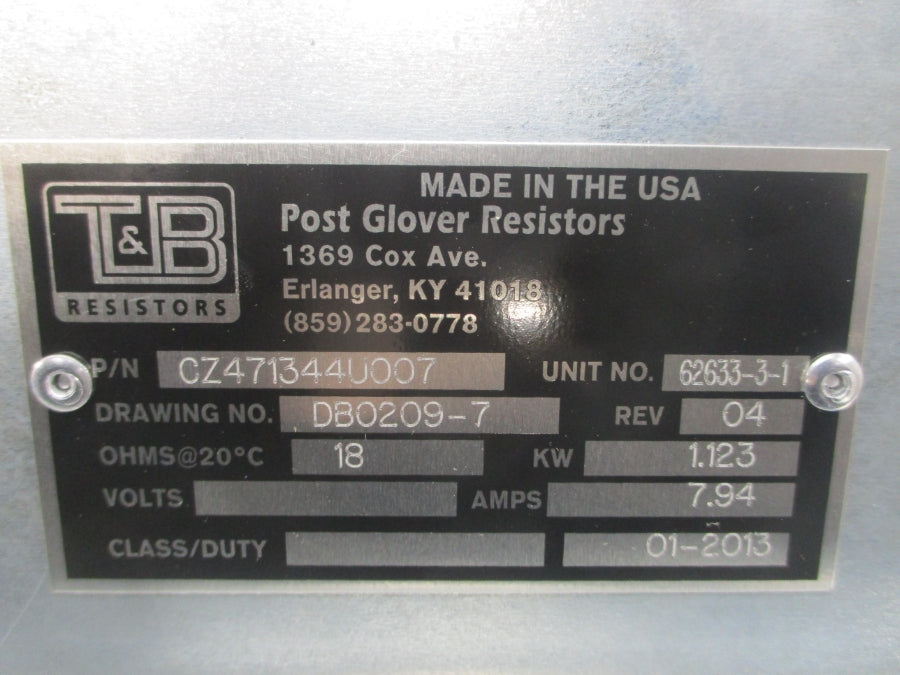 T&B RESISTOR CZ471344U007 7.94A REV. 04 NSNP