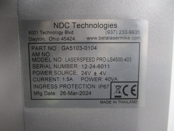 NDC TECHNOLOGIES LS4500-403 GA5103-0104 24V 1.5A NSNP