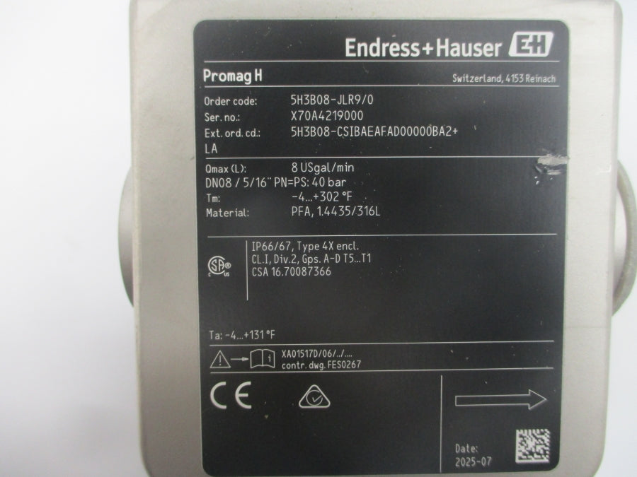 ENDRESS+HAUSER 5H3B08-JLR9/0 85-264VAC REV. 7 NSNP
