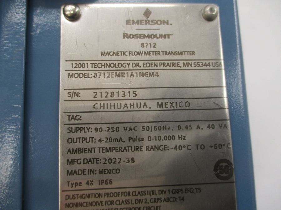 ROSEMOUNT 8712EMR1A1N6M4 90-250VAC 0.45A NSNP