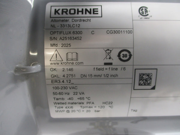KROHNE OPTIFLUX 6300 100-230VAC 1/2" NSNP
