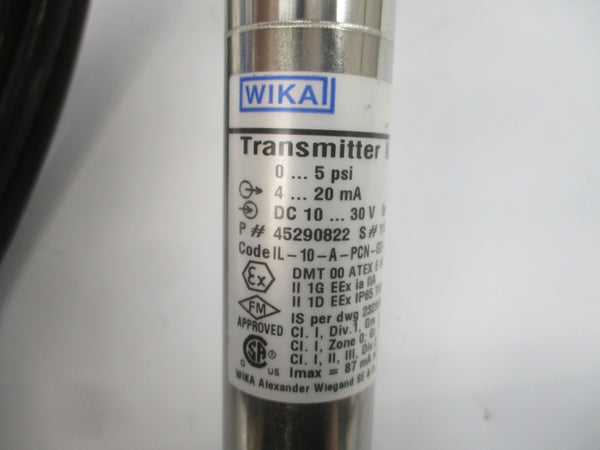 WIKA IL-10 45290822 IL-10-A-PCN-GD-KGI2-ZZZ 10-30VDC 0-5PSI UNMP