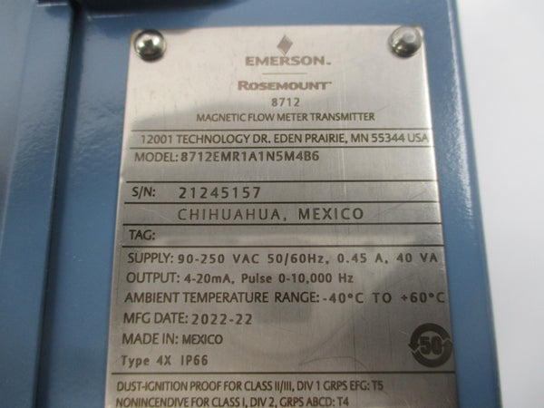 ROSEMOUNT 8712EMR1A1N5M4B6 90-250VAC 0.45A NSNP