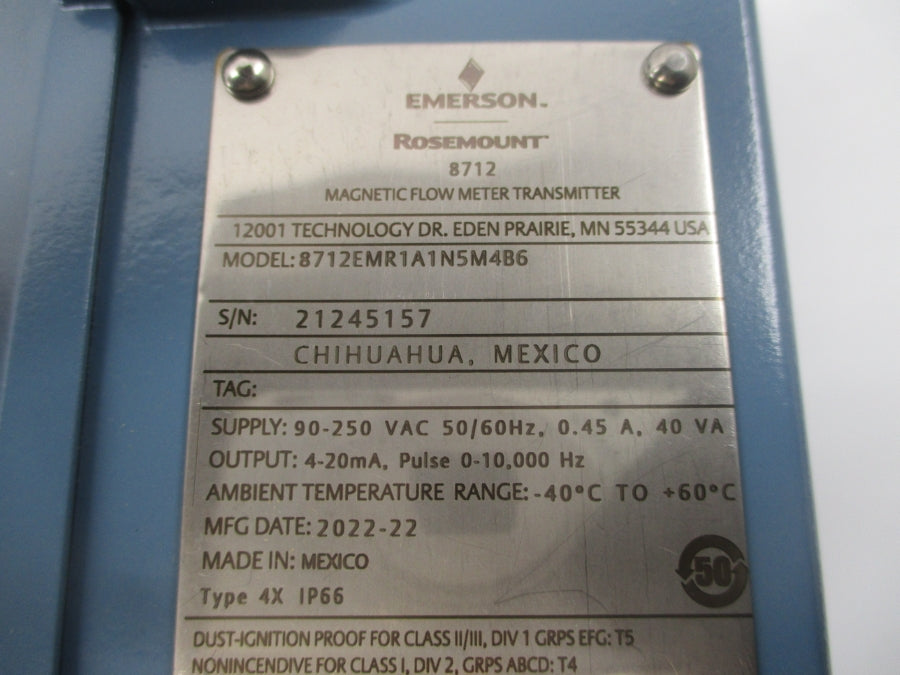 ROSEMOUNT 8712EMR1A1N5M4B6 90-250VAC 0.45A NSNP