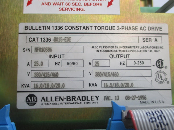 INDUSTRIAL SPARE PART 1336-B015-E0E SER. A 380/415/460VAC 25.0A UNMP