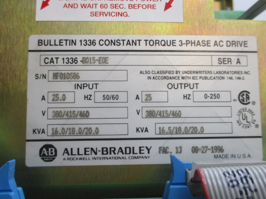 INDUSTRIAL SPARE PART 1336-B015-E0E SER. A 380/415/460VAC 25.0A UNMP