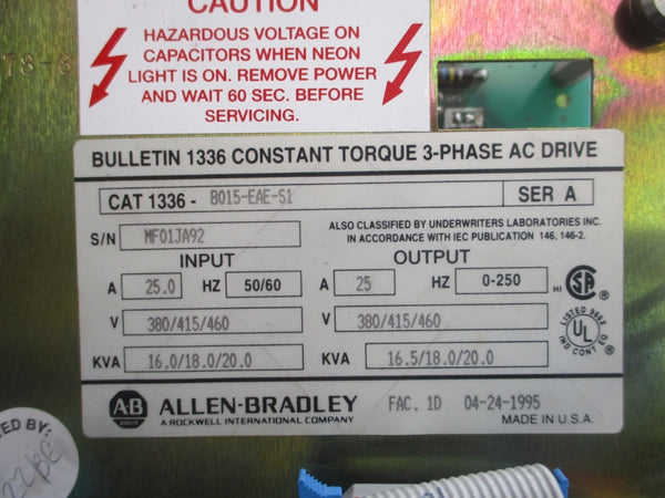 INDUSTRIAL SPARE PART 1336-B015-EAE-S1 SER. A 460VAC 25.0A (AS PICTURED) UNMP