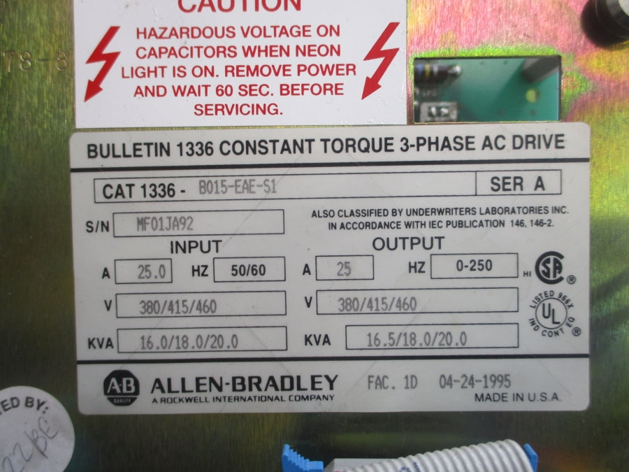 INDUSTRIAL SPARE PART 1336-B015-EAE-S1 SER. A 460VAC 25.0A (AS PICTURED) UNMP
